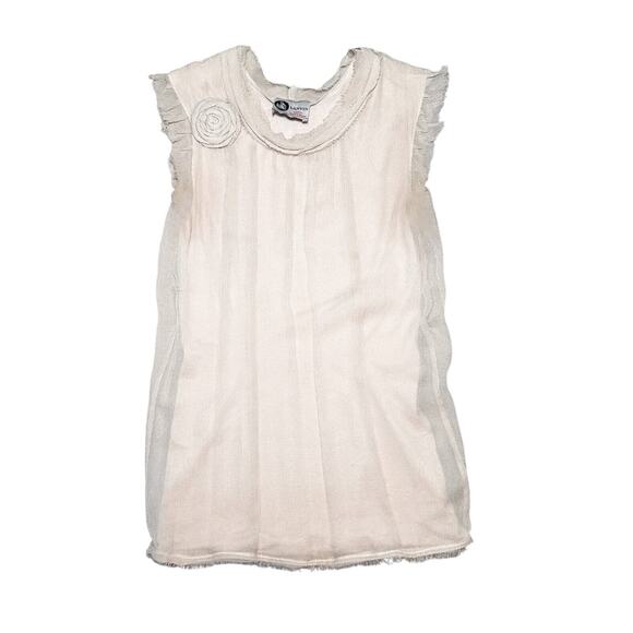 Lanvin Blush Pink Silk Sleeveless Pleated Rose Ruffled Top Blouse Size Small - Picture 1 of 4